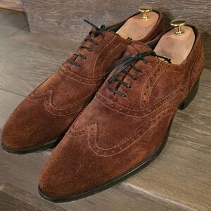 Men's Rich Brown Suede Wingtip Oxford Shoes